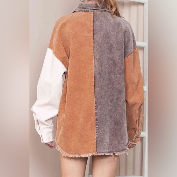 Color Block Collared Neck Jacket - Picture 5 of 15